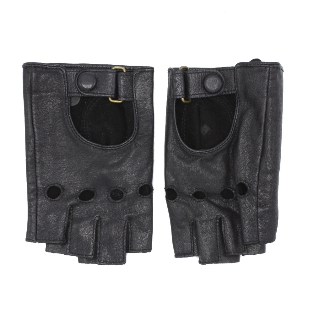 Fingerless Gloves in Black Leather (Retail: $128)